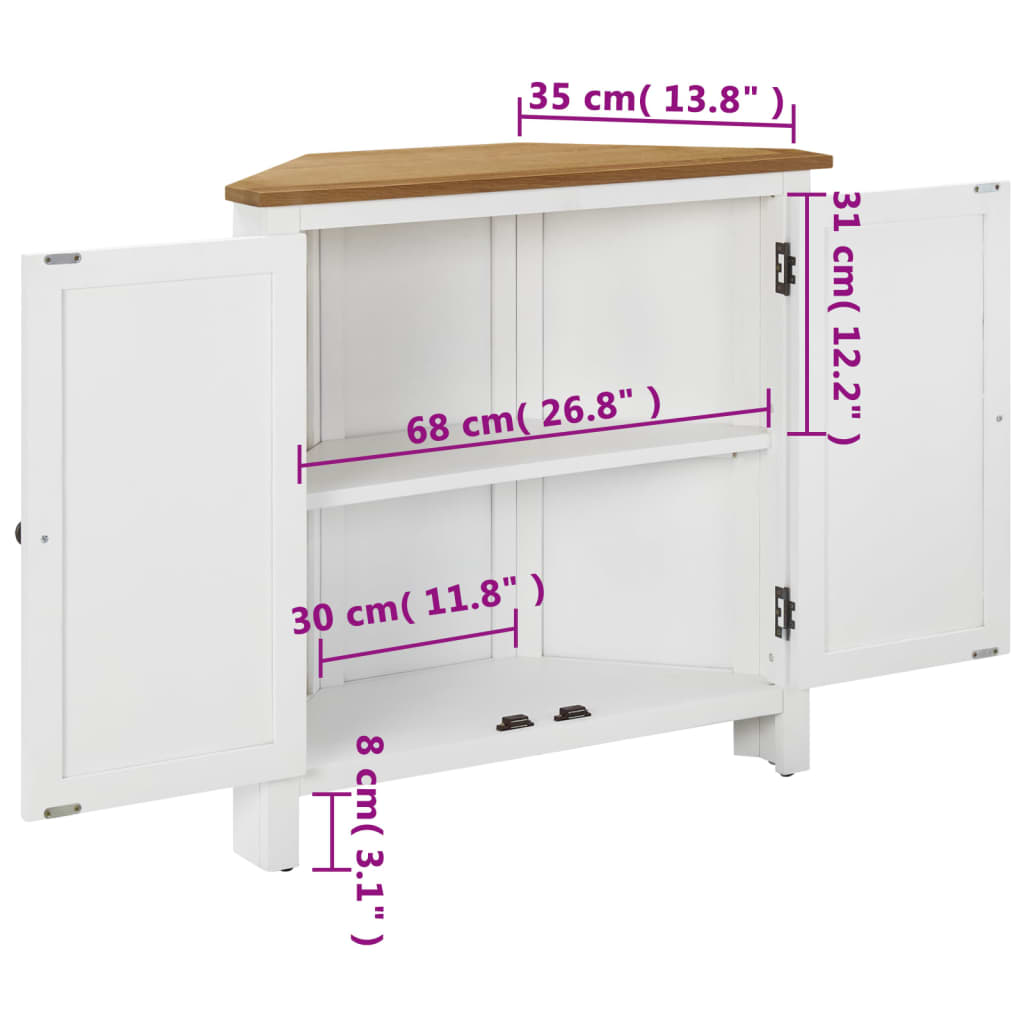 Eckschrank 80x33,5x78 cm Eiche Massivholz