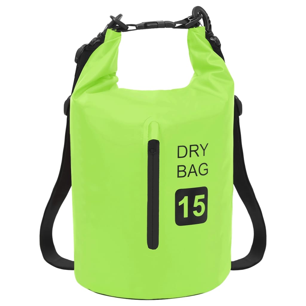 Dry Bag with Zipper Green 15 L PVC