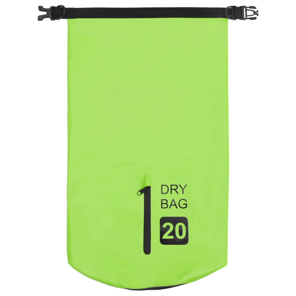 Dry Bag with Zipper Green 20 L PVC