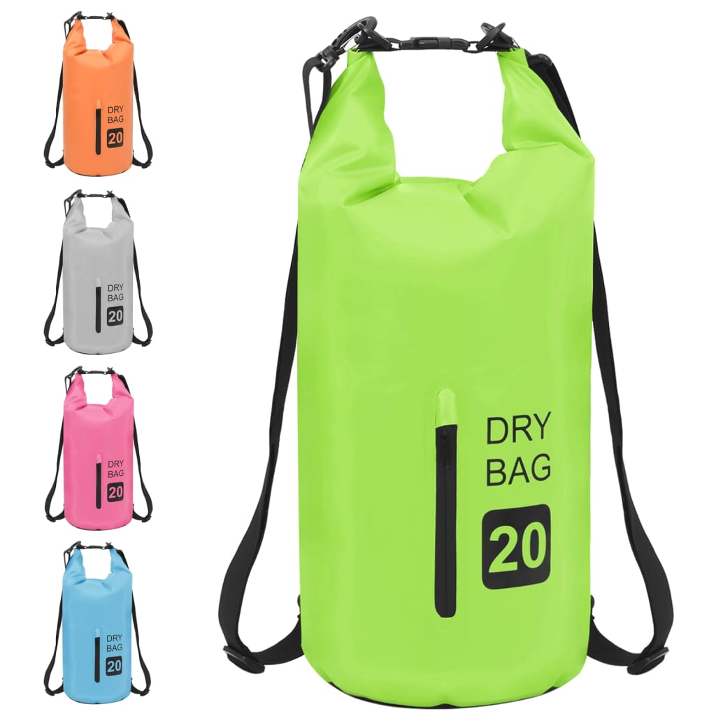 Dry Bag with Zipper Green 20 L PVC