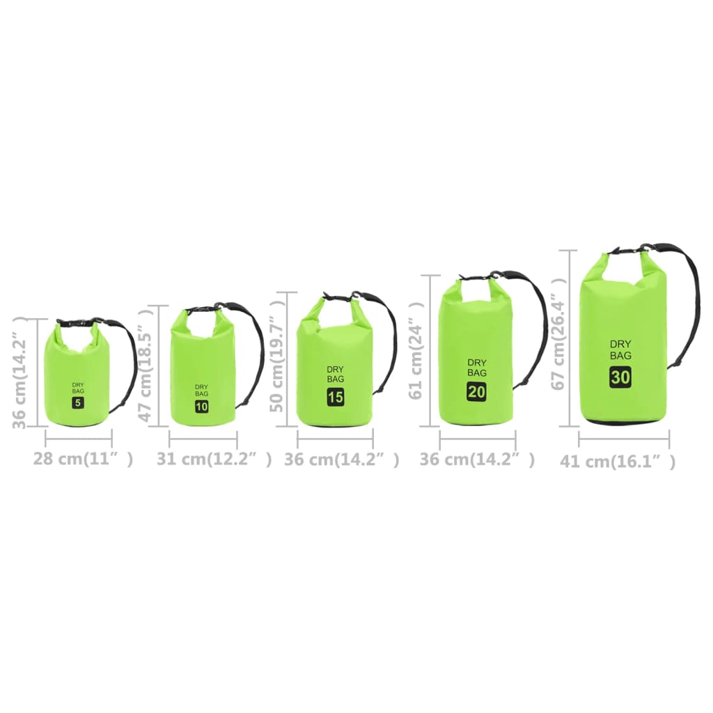 Dry Bag Green 15 L PVC