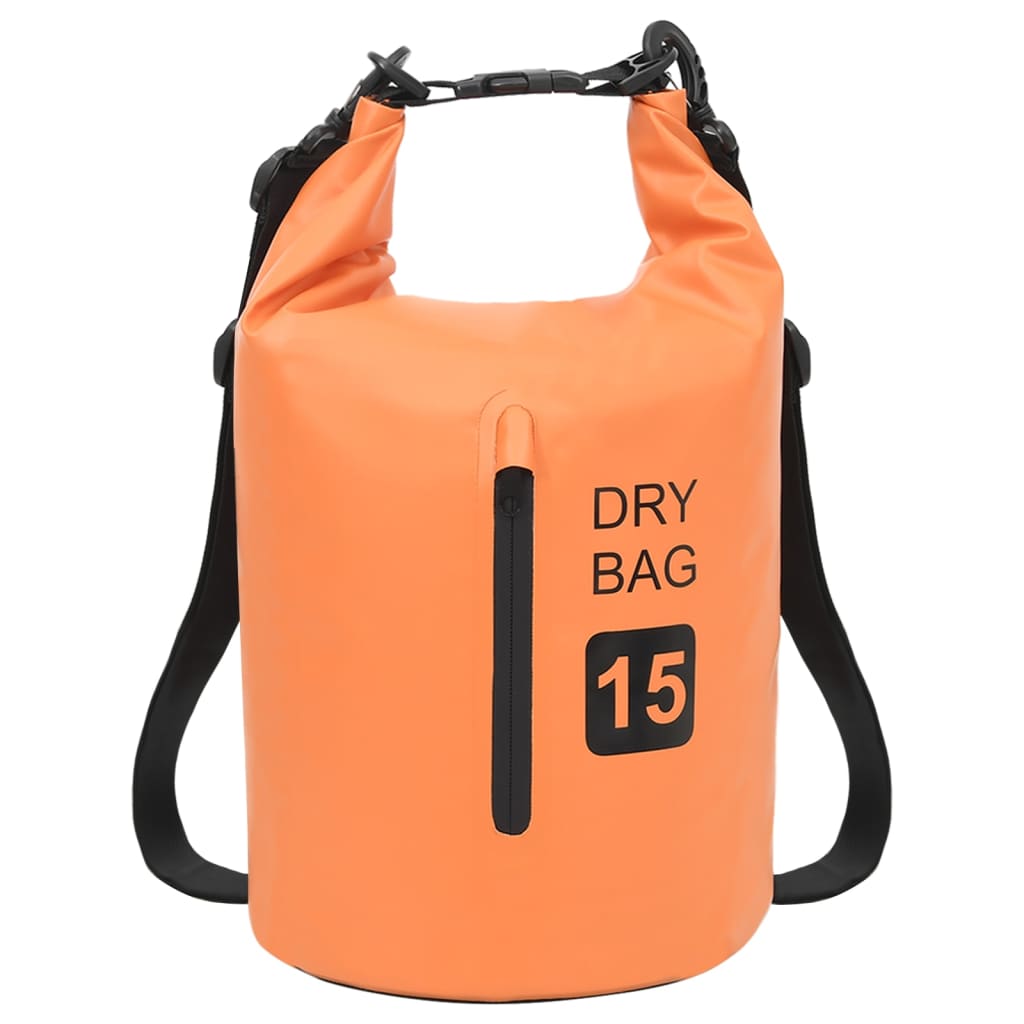 Dry Bag with Zipper Orange 15 L PVC