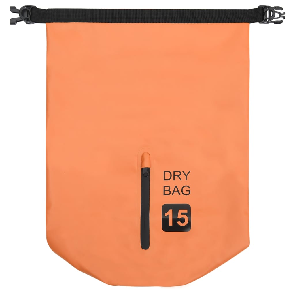 Trockensack mit Reißverschluss Orange 15 L PVC