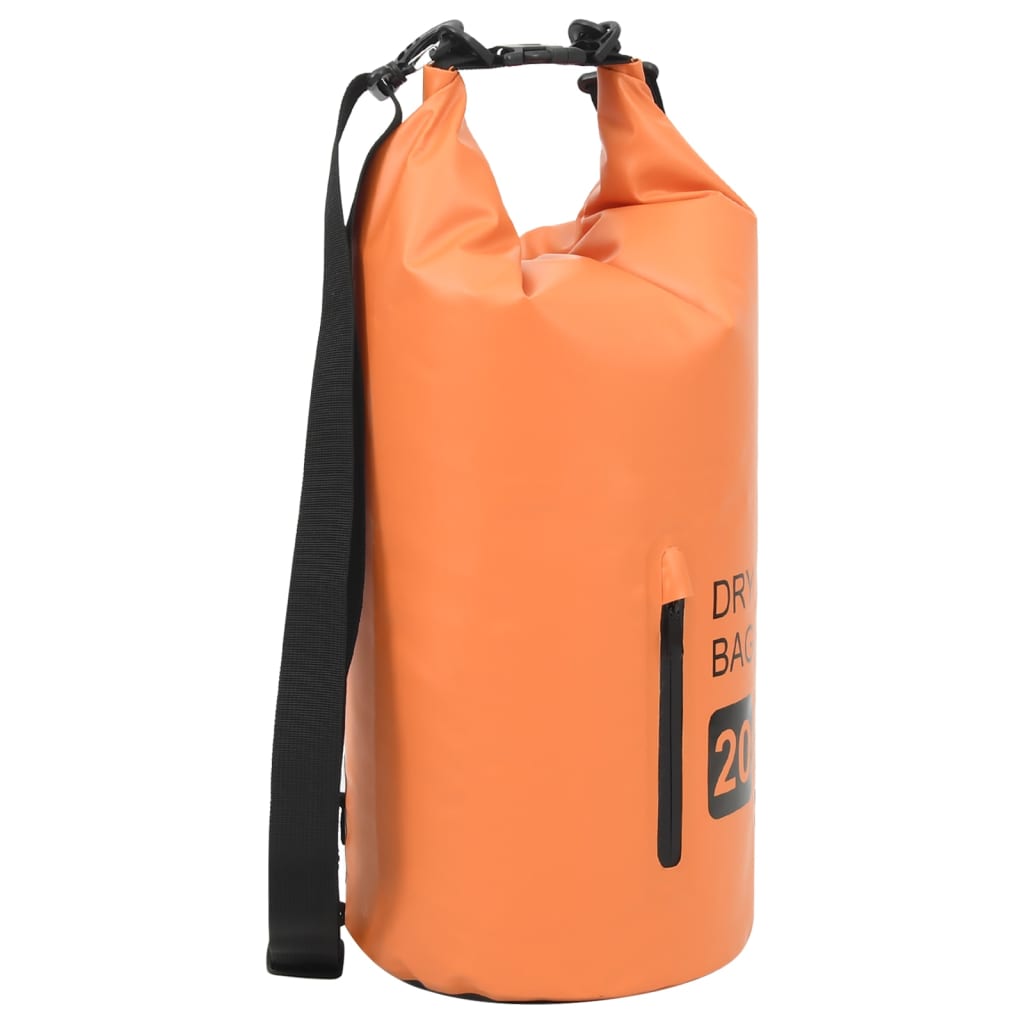 Trockensack mit Reißverschluss Orange 20 L PVC