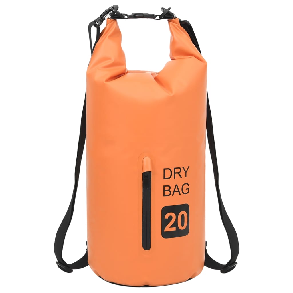 Trockensack mit Reißverschluss Orange 20 L PVC