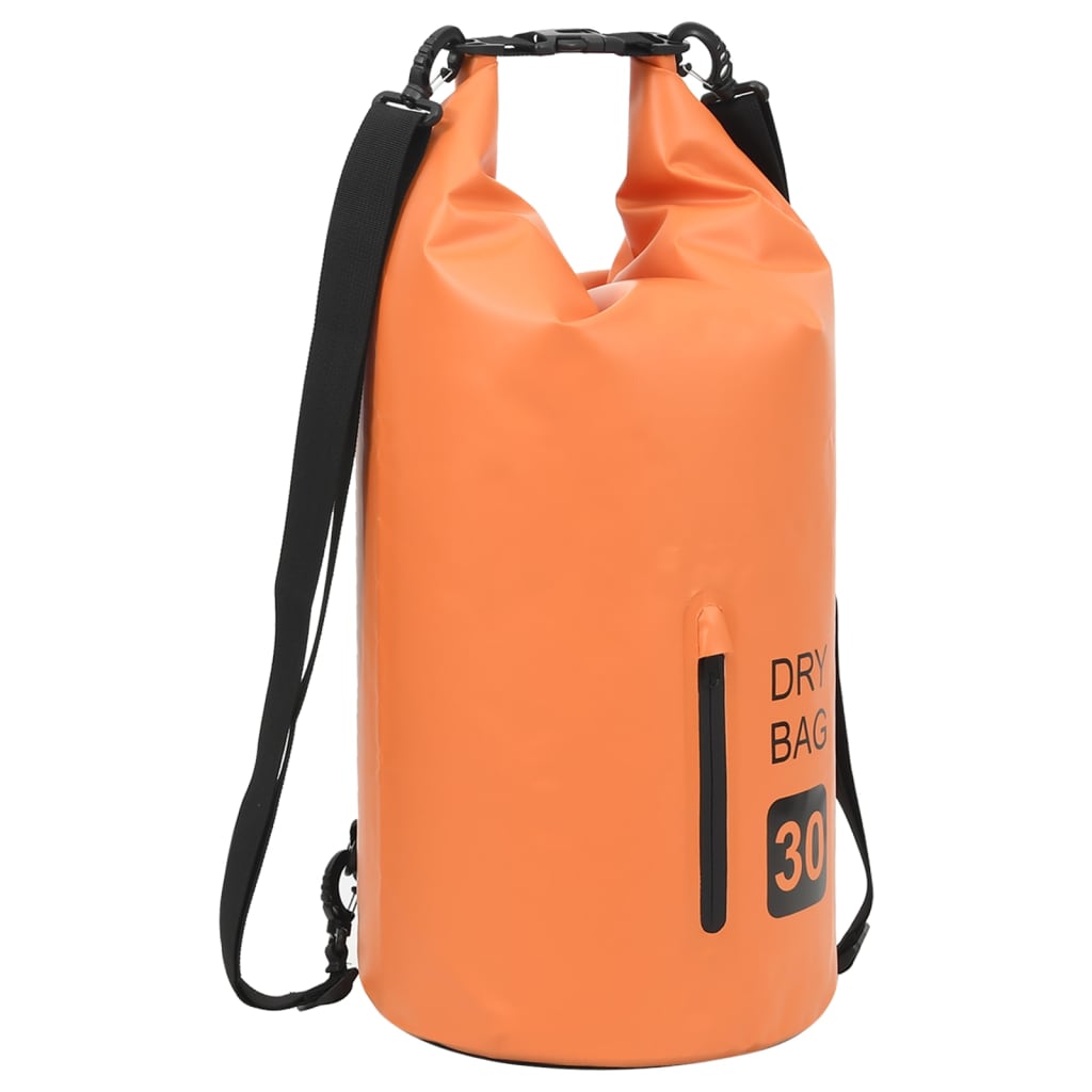 Trockensack mit Reißverschluss Orange 30 L PVC