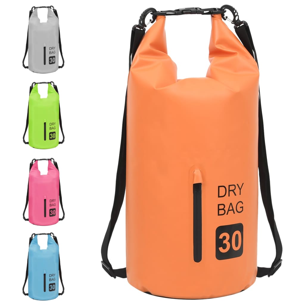 Trockensack mit Reißverschluss Orange 30 L PVC