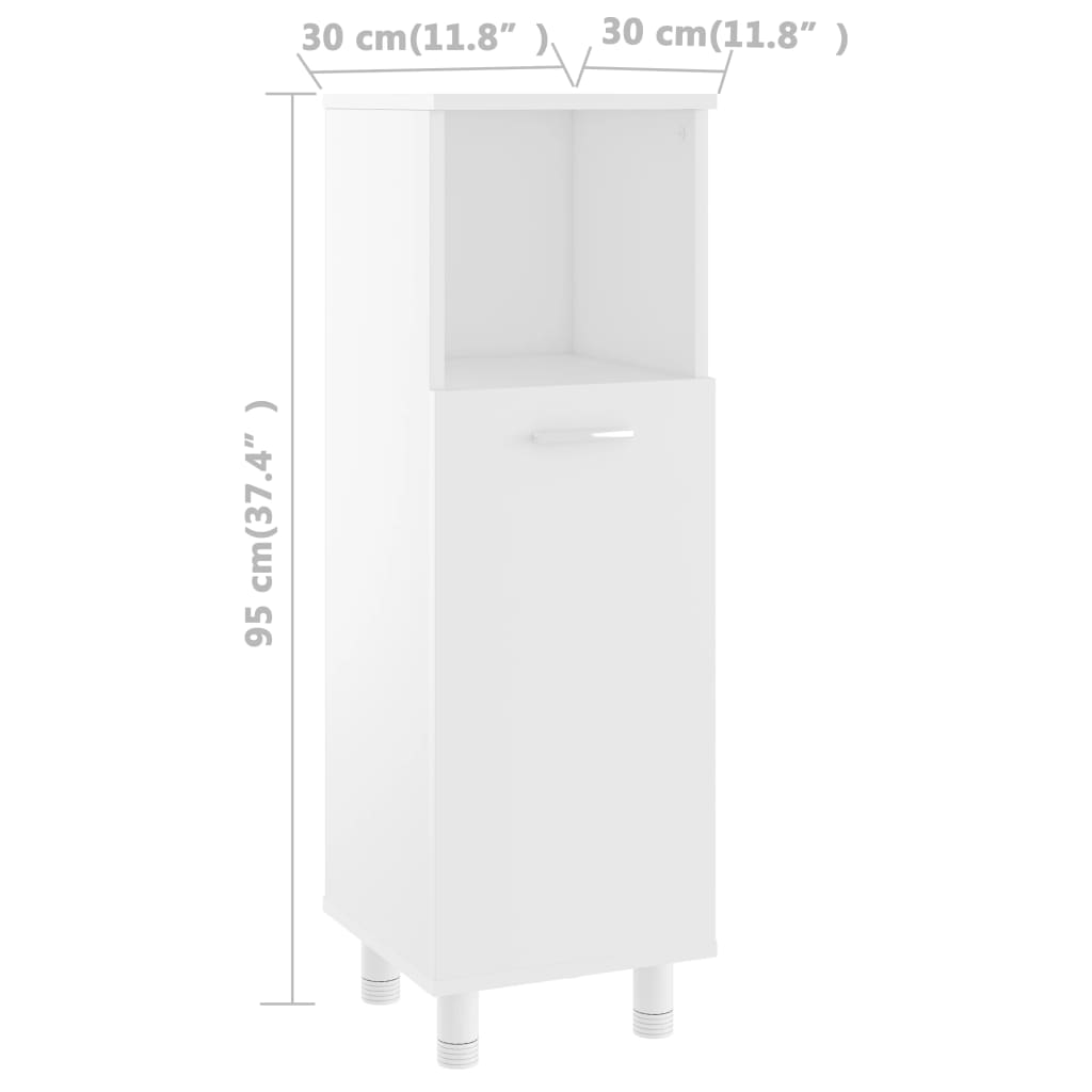 Bathroom Cabinet White 30x30x95 cm Wood Material