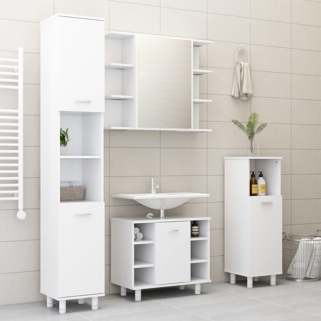 Bathroom Cabinet White 30x30x95 cm Wood Material