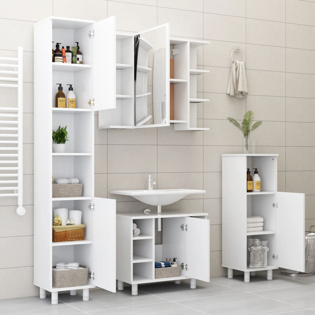 Bathroom Cabinet White 30x30x95 cm Wood Material