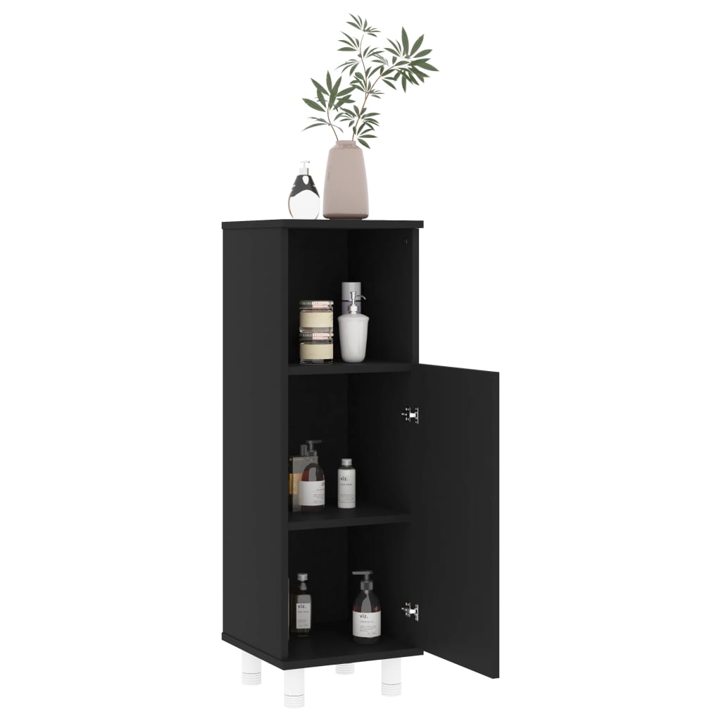 Bathroom Cabinet Black 30x30x95 cm Wood Material