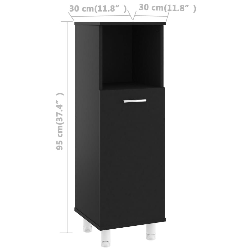 Bathroom Cabinet Black 30x30x95 cm Wood Material