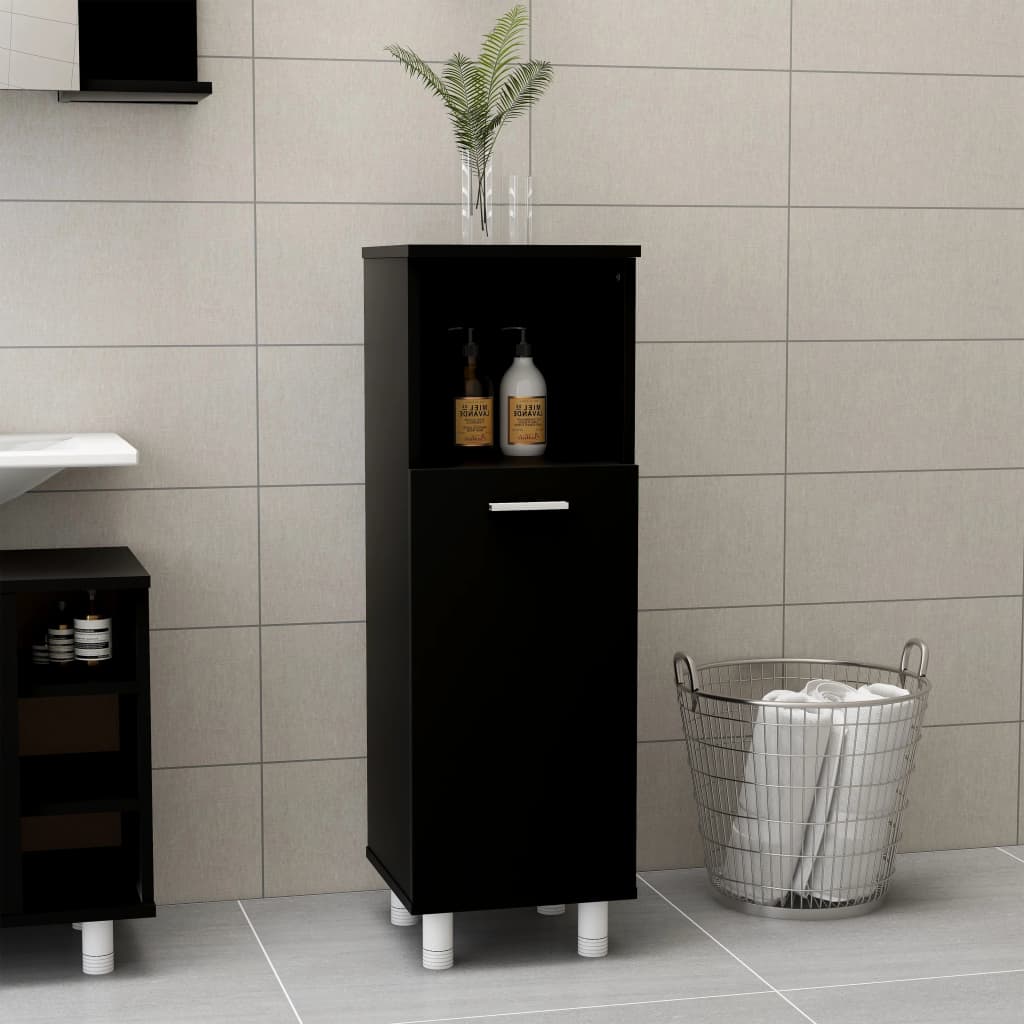 Bathroom Cabinet Black 30x30x95 cm Wood Material