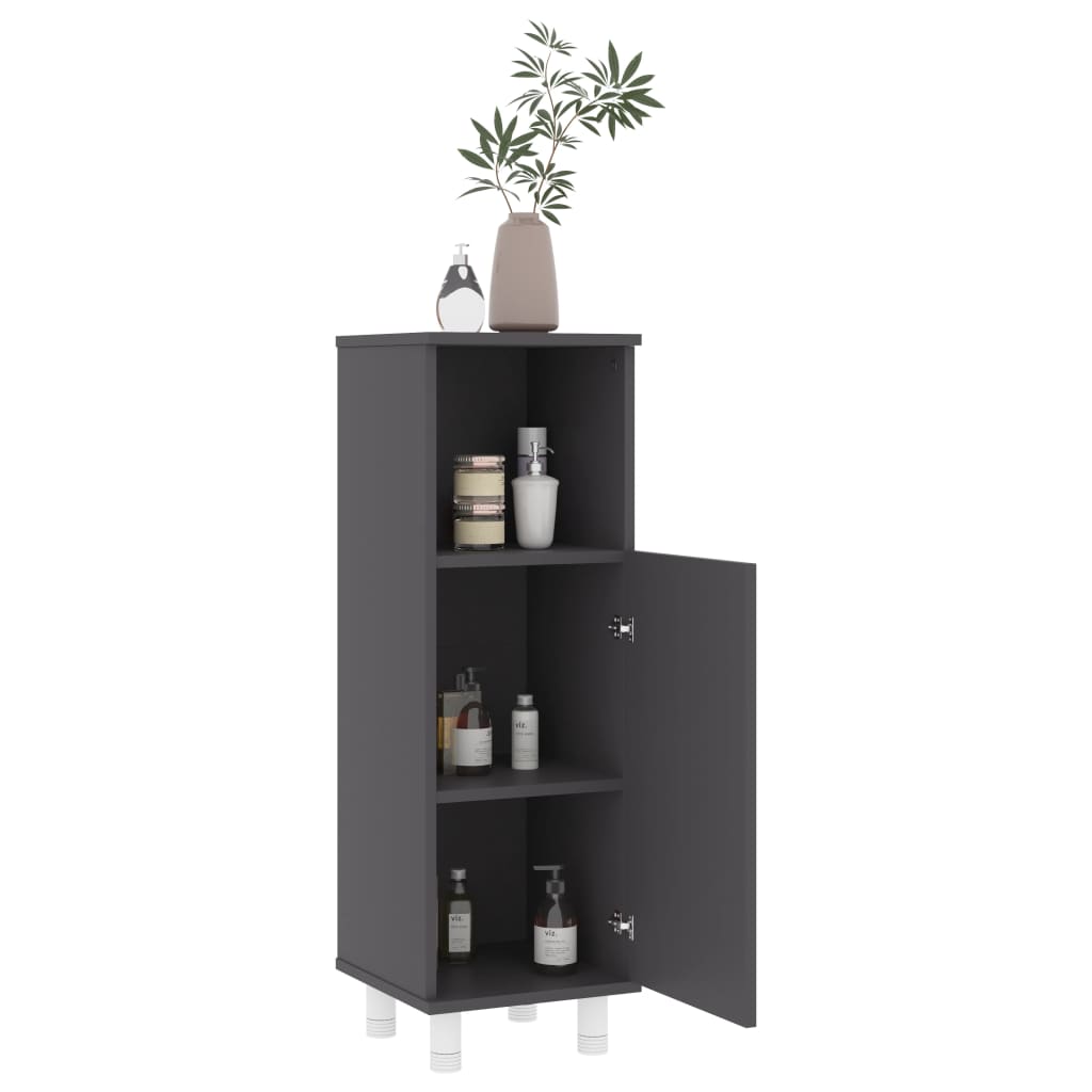 Bathroom Cabinet Grey 30x30x95 cm Wood Material