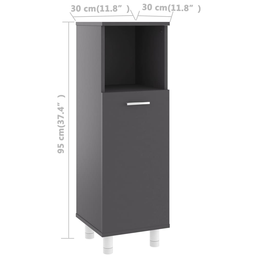 Bathroom Cabinet Grey 30x30x95 cm Wood Material