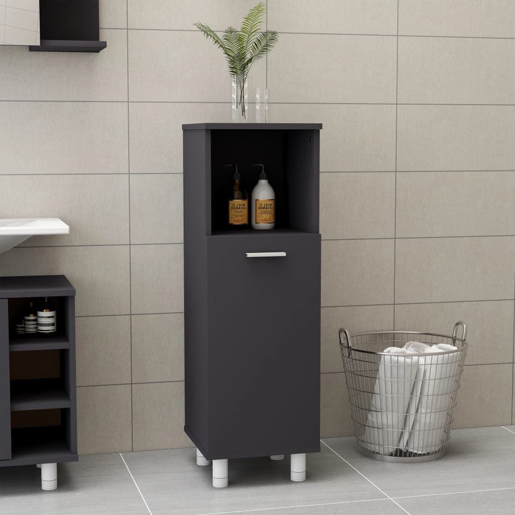 Bathroom Cabinet Grey 30x30x95 cm Wood Material