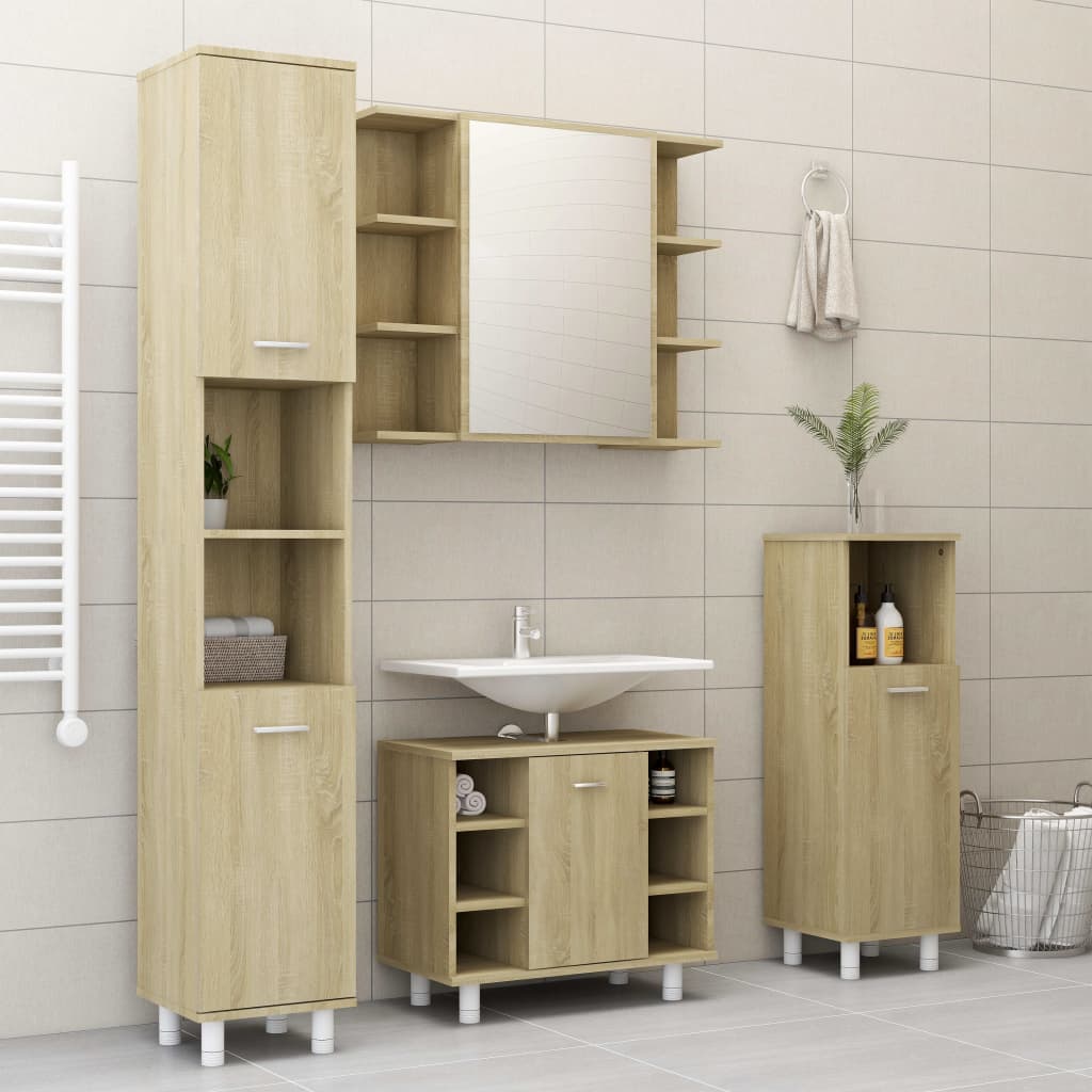 Badezimmerschrank Sonoma-Eiche 30x30x95 cm Holzwerkstoff