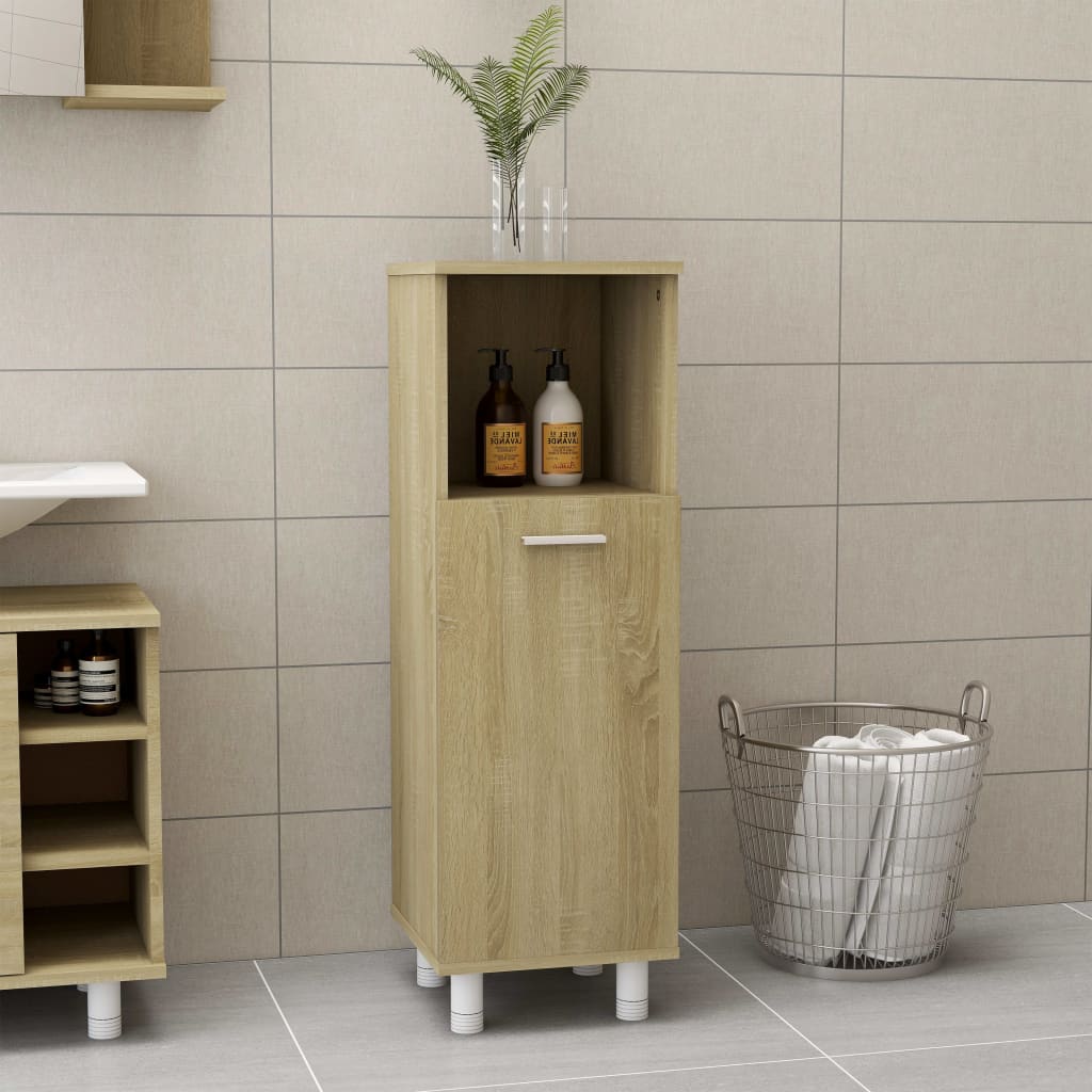 Bathroom Cabinet Sonoma Oak 30x30x95 cm Wood Material