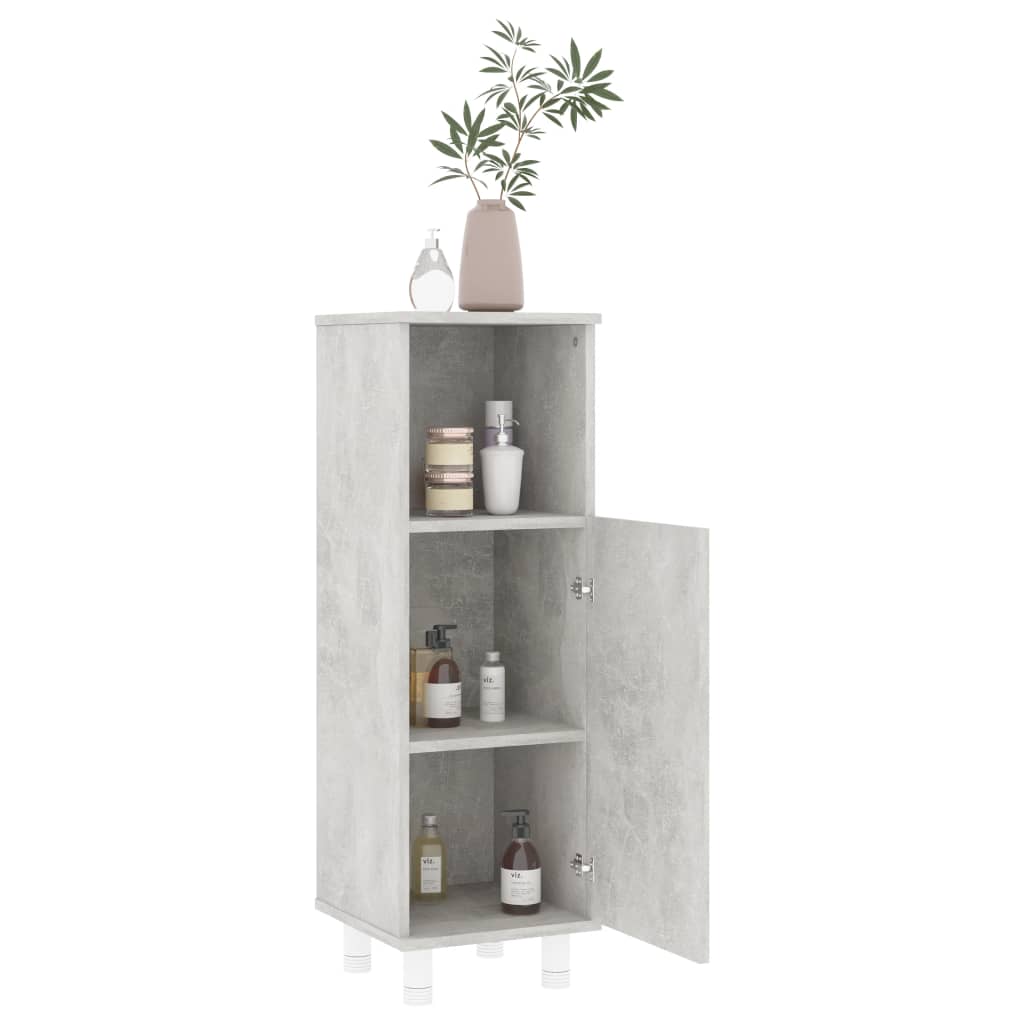 Bathroom Cabinet Concrete Grey 30x30x95 cm Wood Material