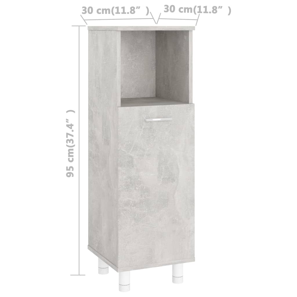 Bathroom Cabinet Concrete Grey 30x30x95 cm Wood Material