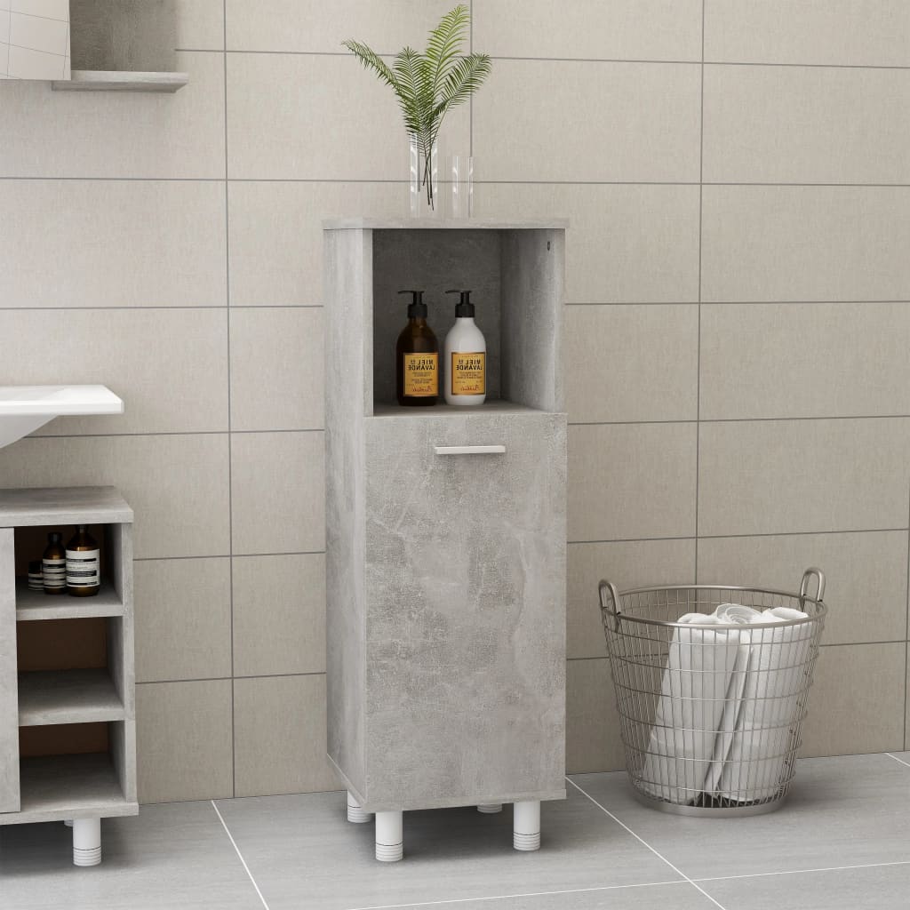 Bathroom Cabinet Concrete Grey 30x30x95 cm Wood Material