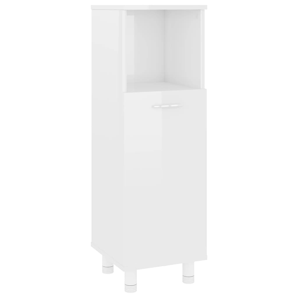 Bathroom Cabinet High Gloss White 30x30x95 cm Wood Material