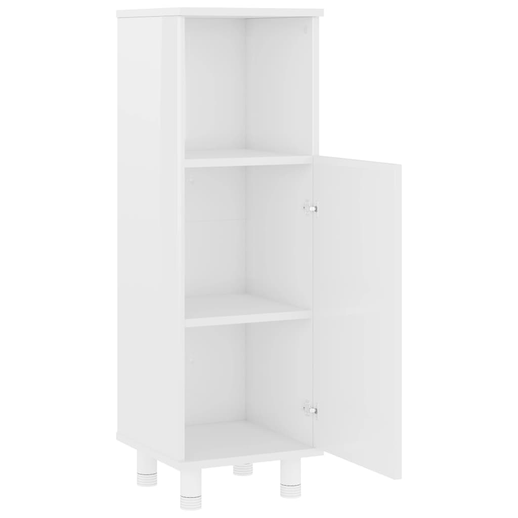 Bathroom Cabinet High Gloss White 30x30x95 cm Wood Material