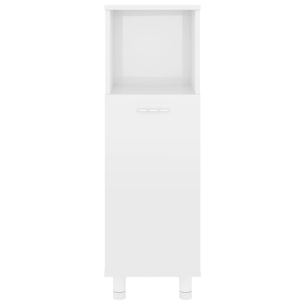 Bathroom Cabinet High Gloss White 30x30x95 cm Wood Material