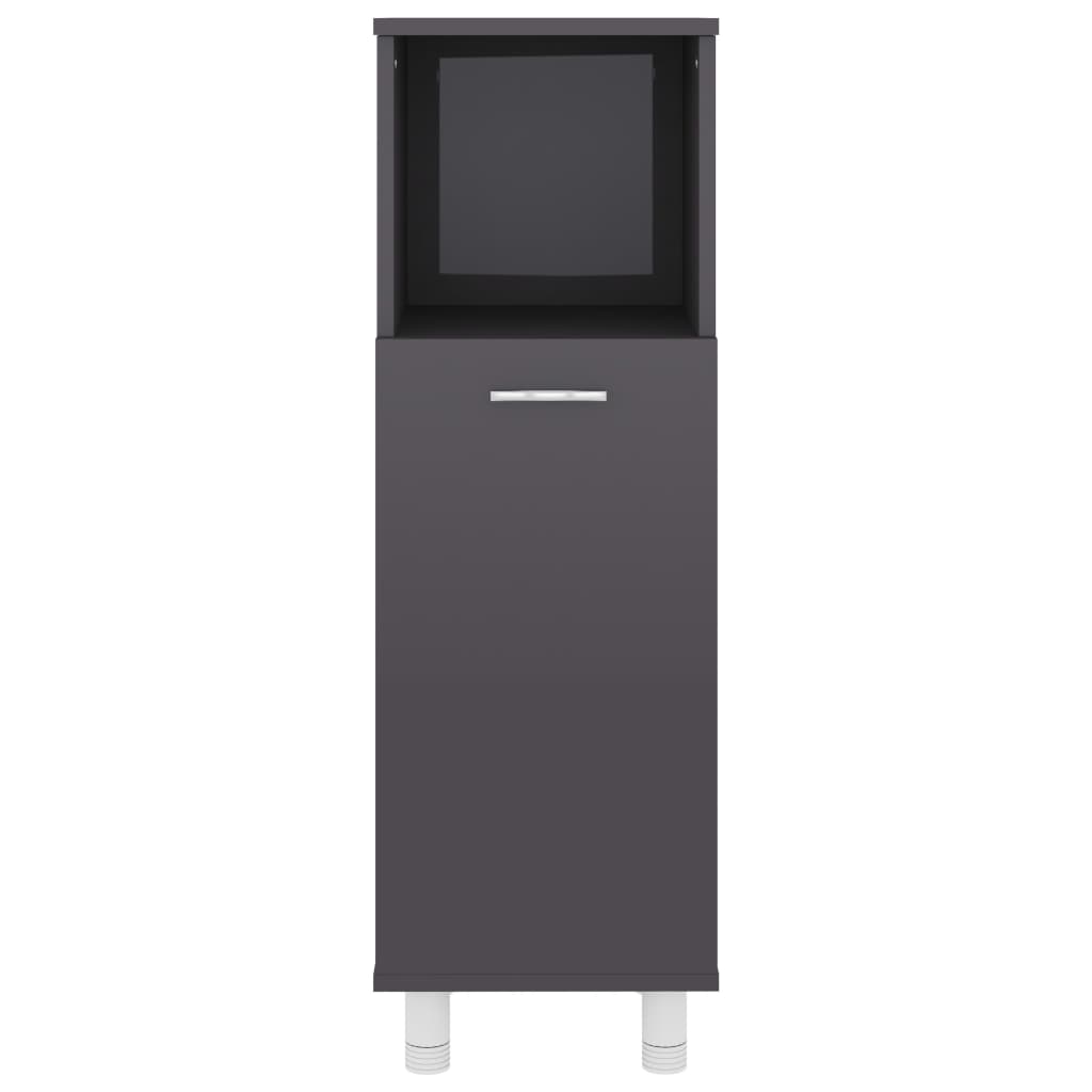 Bathroom Cabinet High Gloss Grey 30x30x95 cm Wood Material