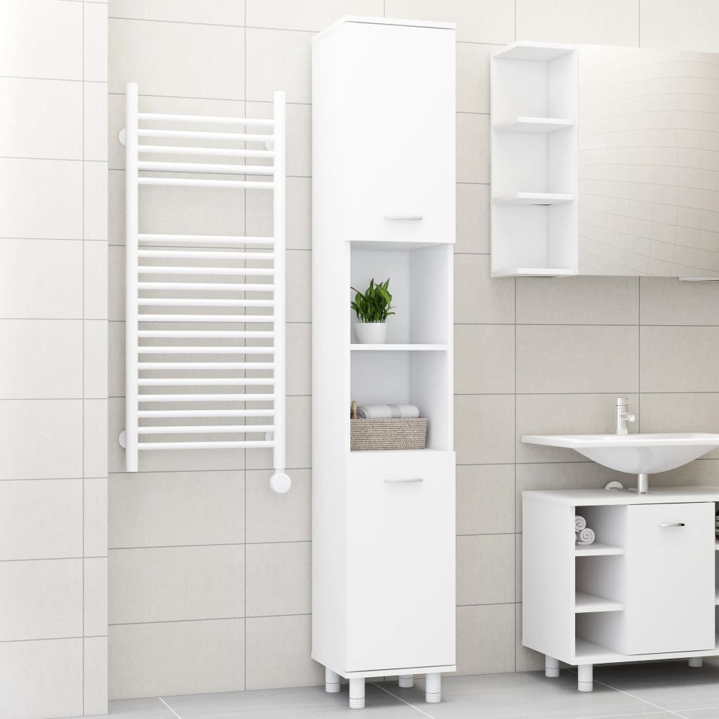 Bathroom Cabinet White 30x30x179 cm Wood Material