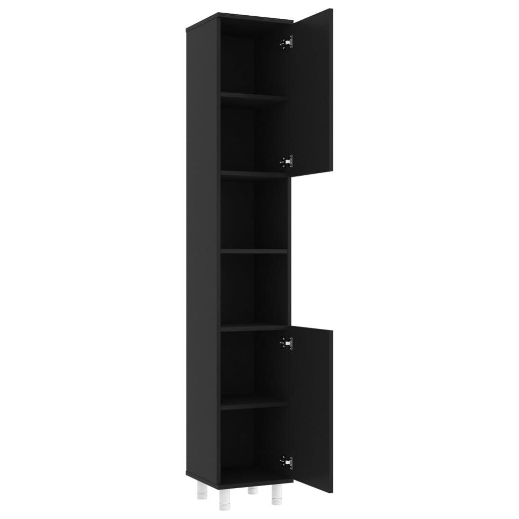 Bathroom Cabinet Black 30x30x179 cm Wood Material