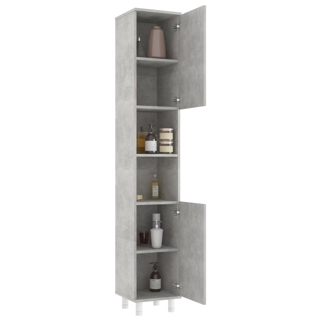 Bathroom Cabinet Concrete Grey 30x30x179 cm Wood Material