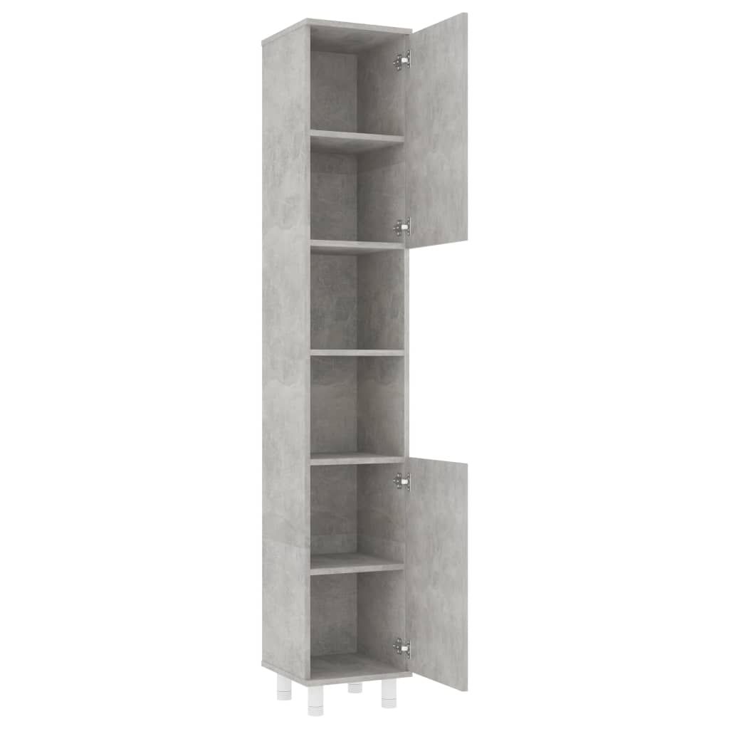 Bathroom Cabinet Concrete Grey 30x30x179 cm Wood Material