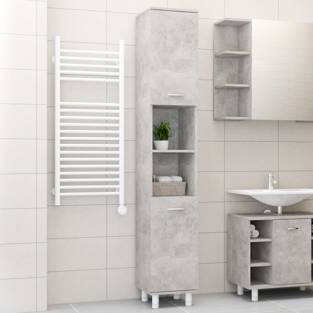 Bathroom Cabinet Concrete Grey 30x30x179 cm Wood Material