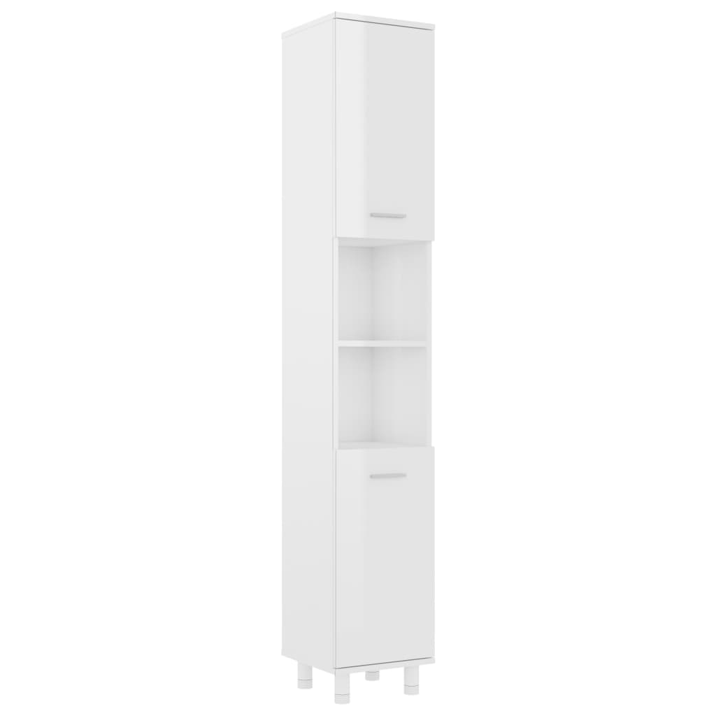 Bathroom Cabinet High Gloss White 30x30x179 cm Wood Material