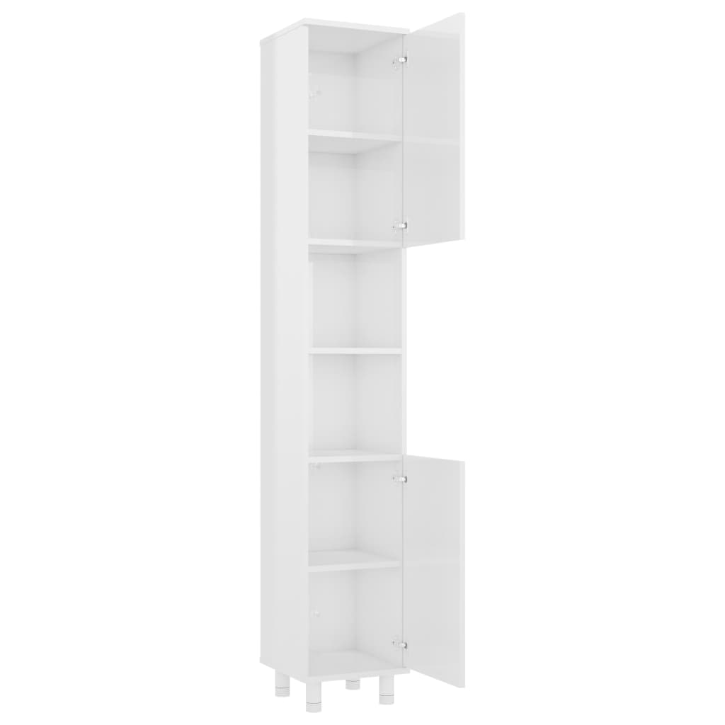 Bathroom Cabinet High Gloss White 30x30x179 cm Wood Material