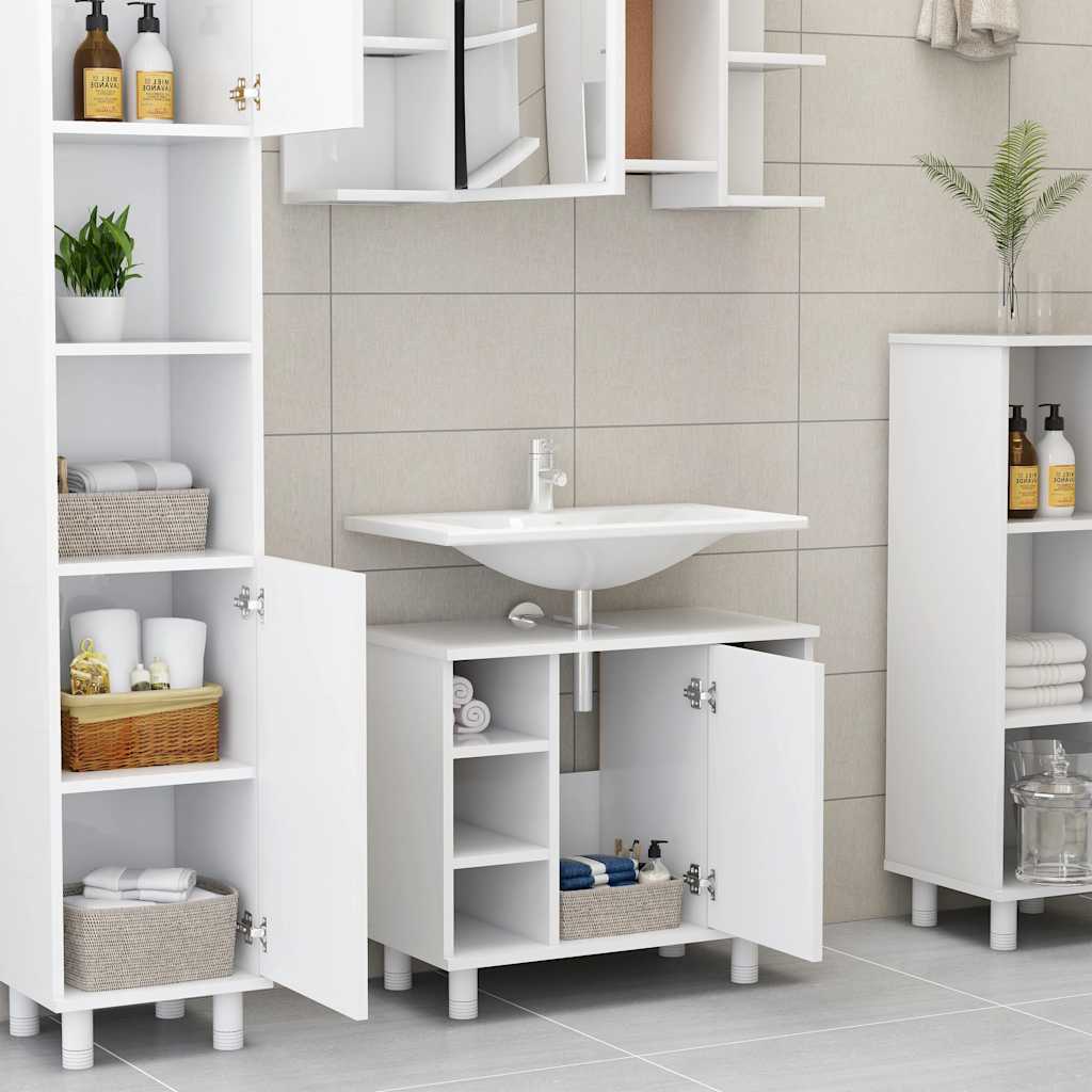 Bathroom Cabinet White 60x32x53.5 cm Wood Material