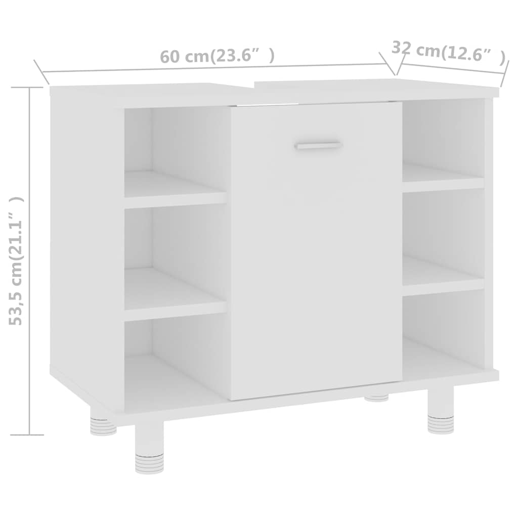 Bathroom Cabinet White 60x32x53.5 cm Wood Material