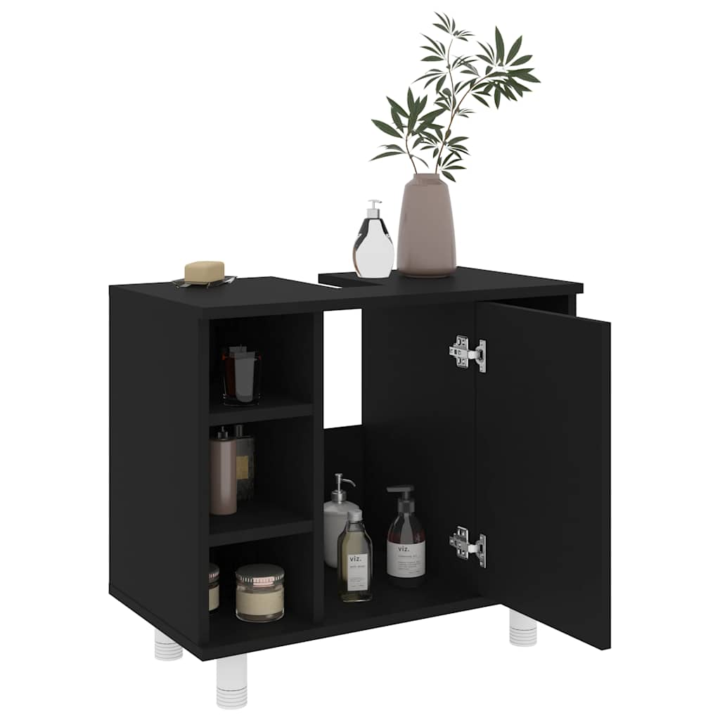 Bathroom Cabinet Black 60x32x53.5 cm Wood Material