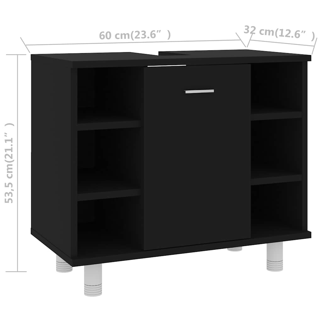 Bathroom Cabinet Black 60x32x53.5 cm Wood Material