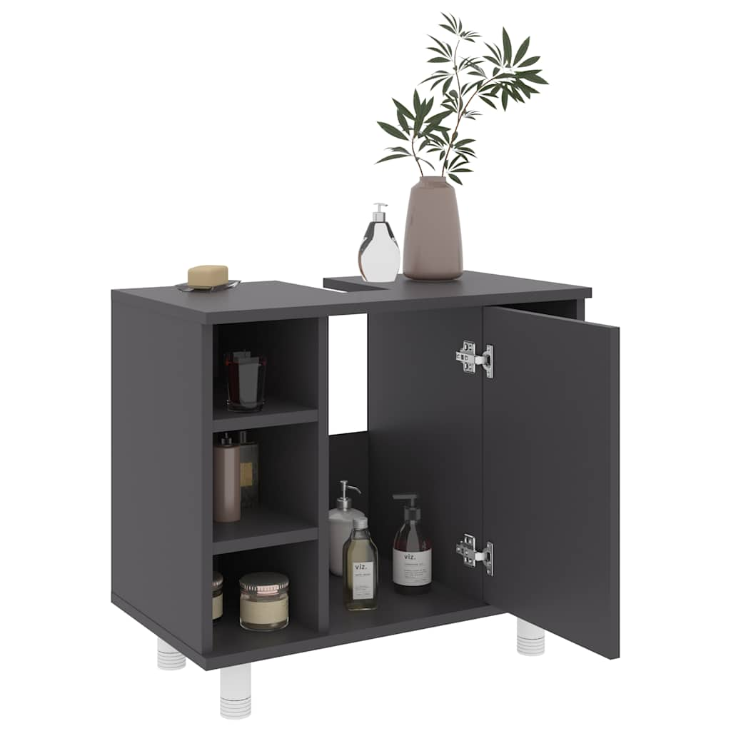 Bathroom Cabinet Grey 60x32x53.5 cm Wood Material