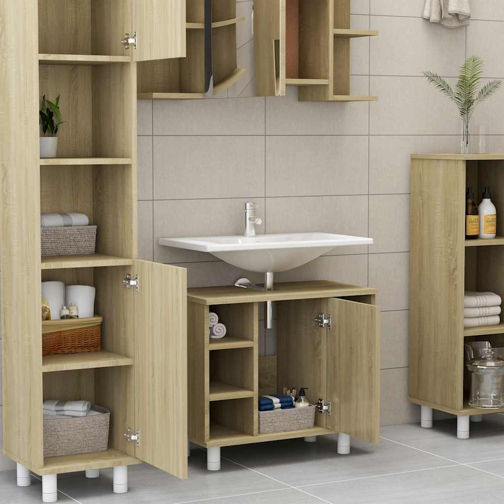 Bathroom Cabinet Sonoma Oak 60x32x53.5 cm Wood Material