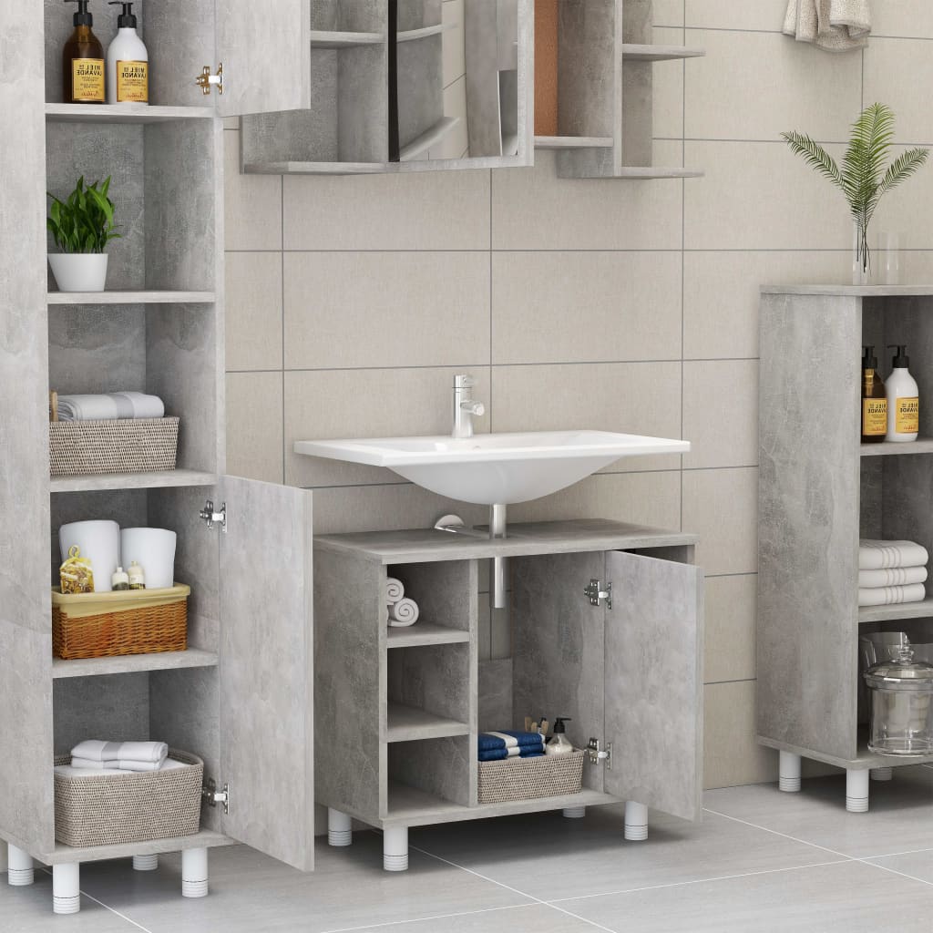 Bathroom Cabinet Concrete Grey 60x32x53.5 cm Wood Material