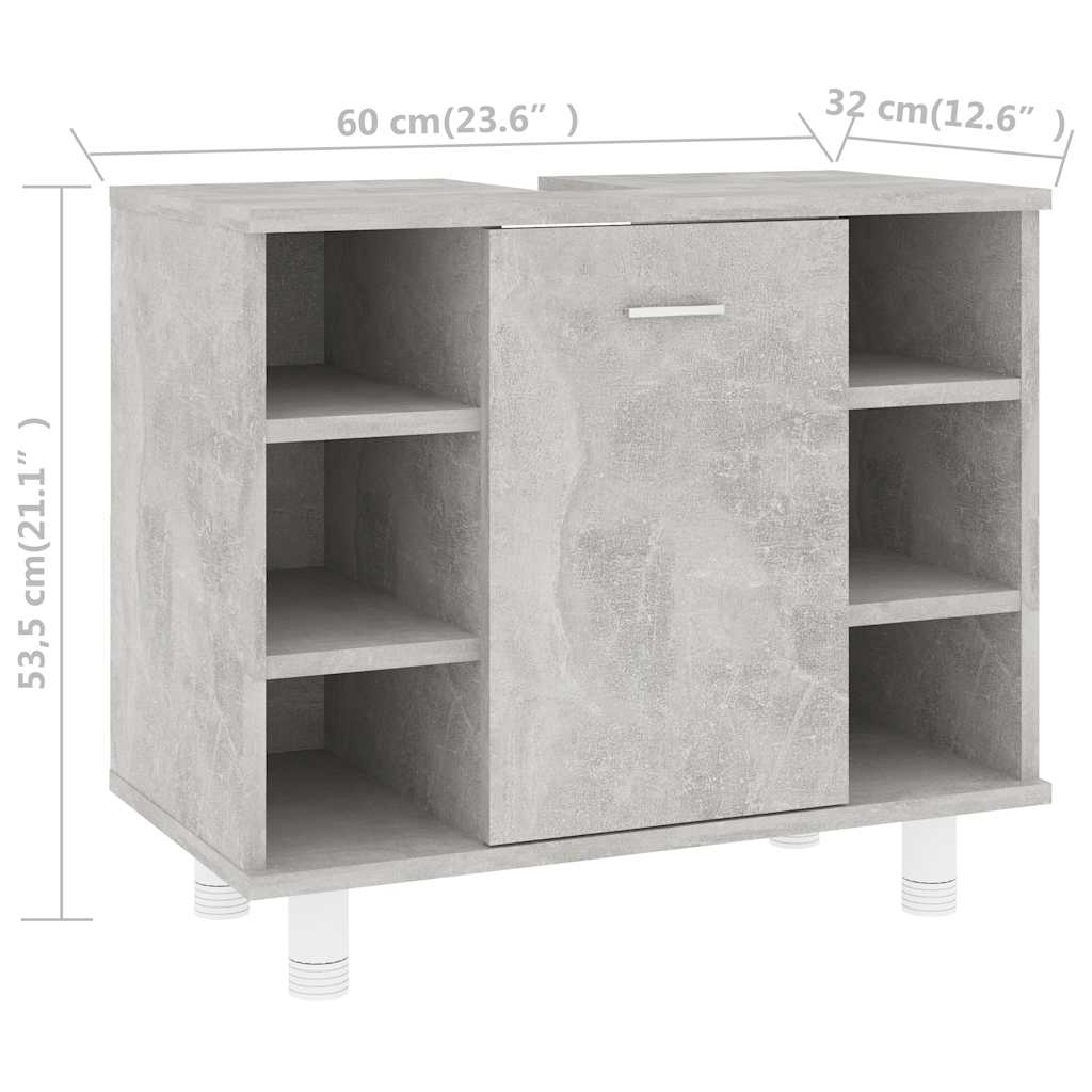 Bathroom Cabinet Concrete Grey 60x32x53.5 cm Wood Material