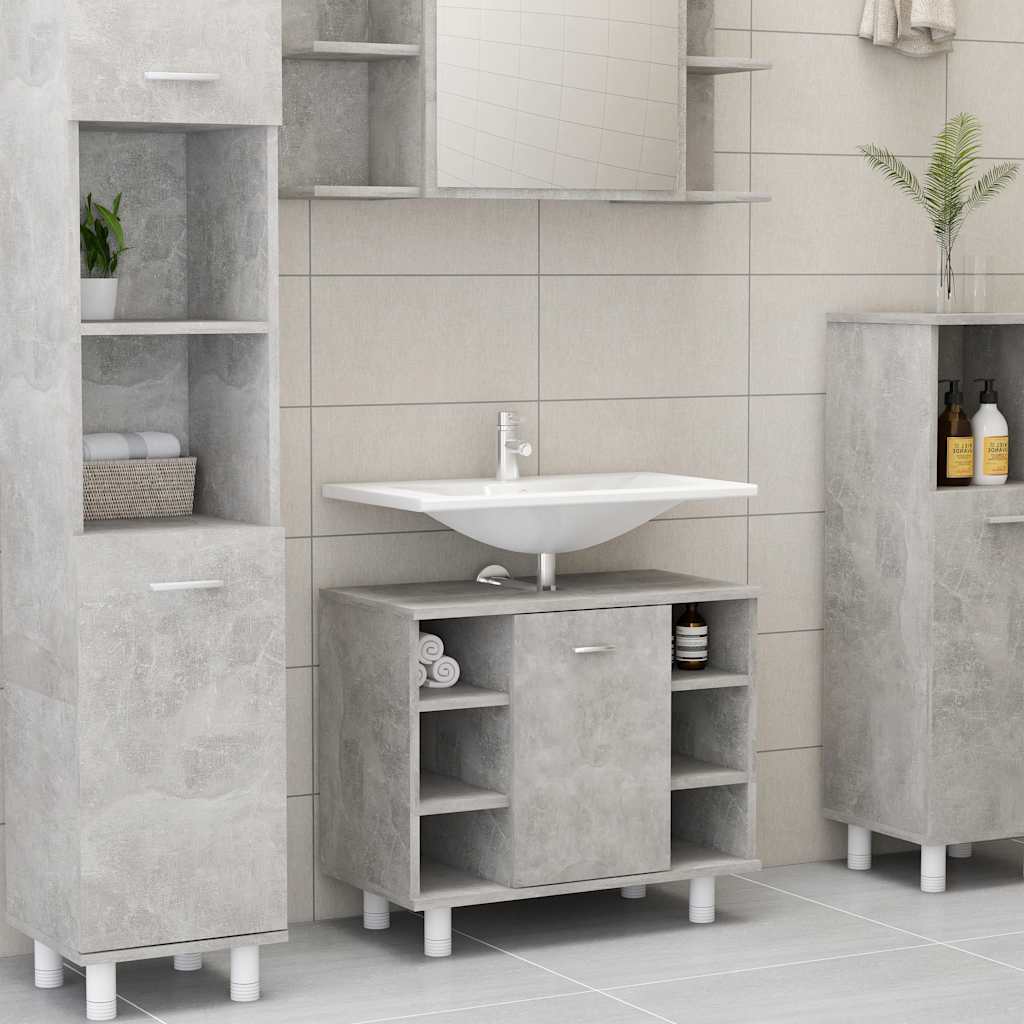 Bathroom Cabinet Concrete Grey 60x32x53.5 cm Wood Material