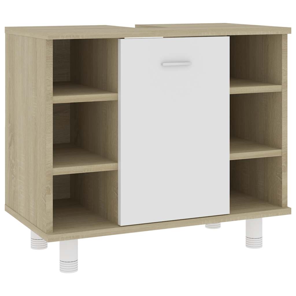 Bathroom Cabinet White Sonoma Oak 60x32x53.5 cm Wood Material