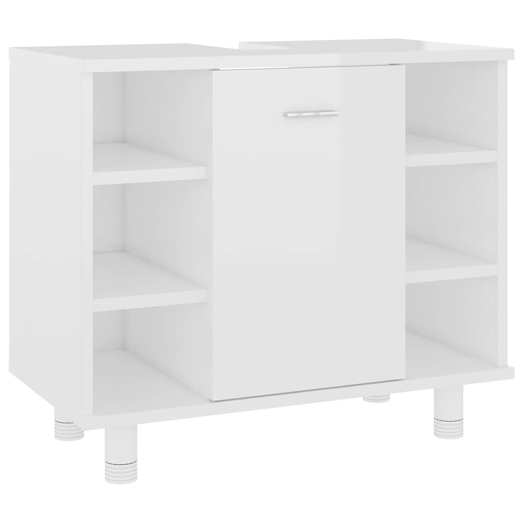 Bathroom Cabinet High Gloss White 60x32x53.5 cm Wood Material