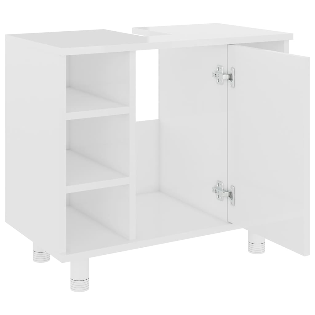 Bathroom Cabinet High Gloss White 60x32x53.5 cm Wood Material