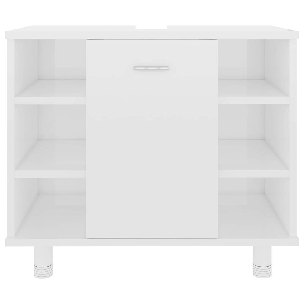 Bathroom Cabinet High Gloss White 60x32x53.5 cm Wood Material