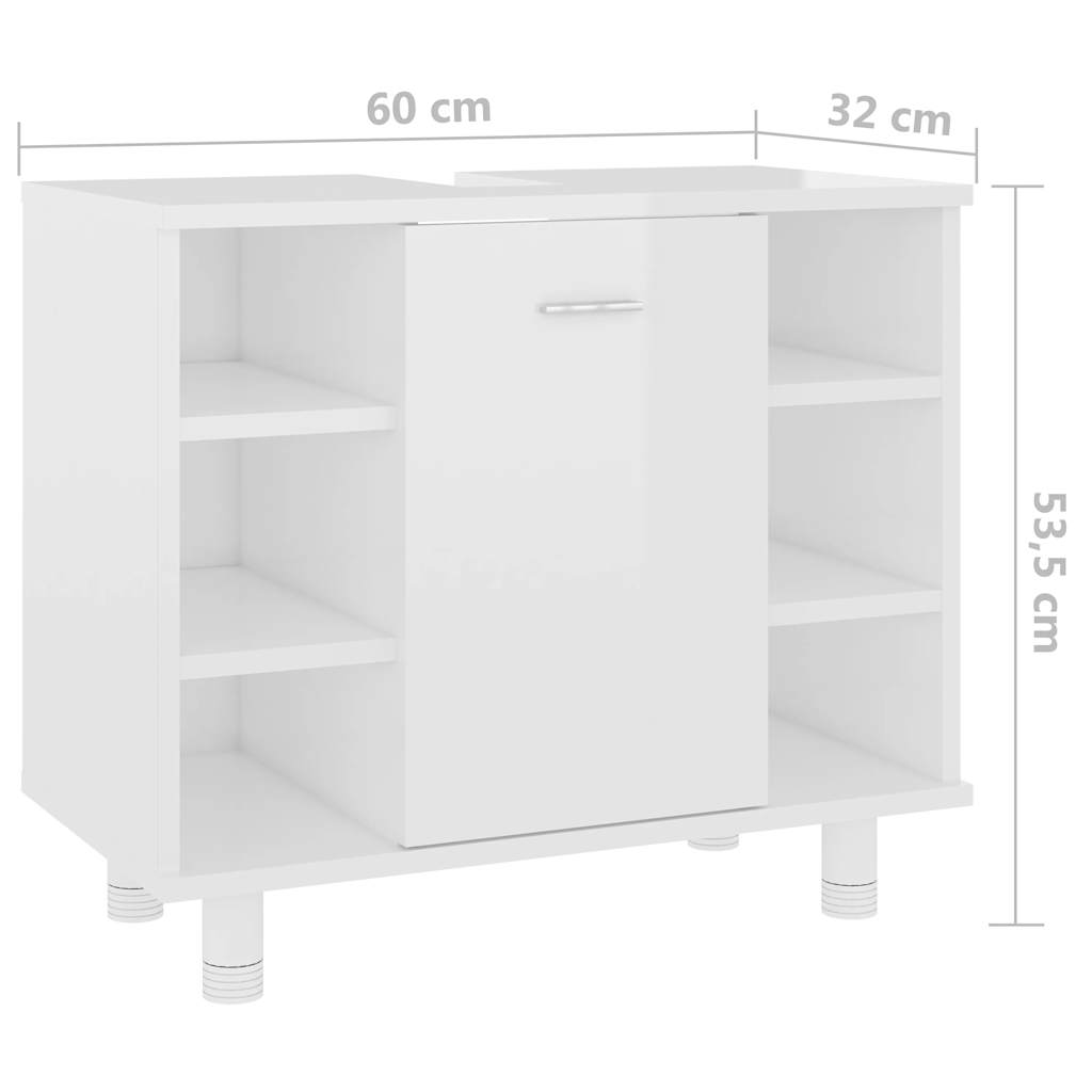 Bathroom Cabinet High Gloss White 60x32x53.5 cm Wood Material